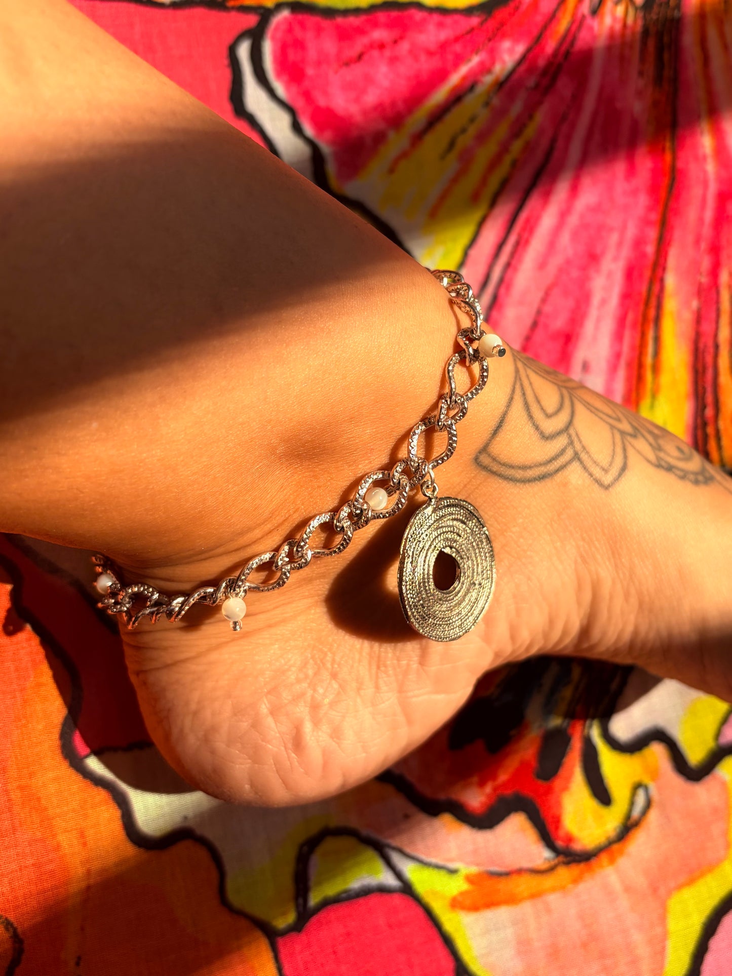 Silvery Sintra Swirls Anklet