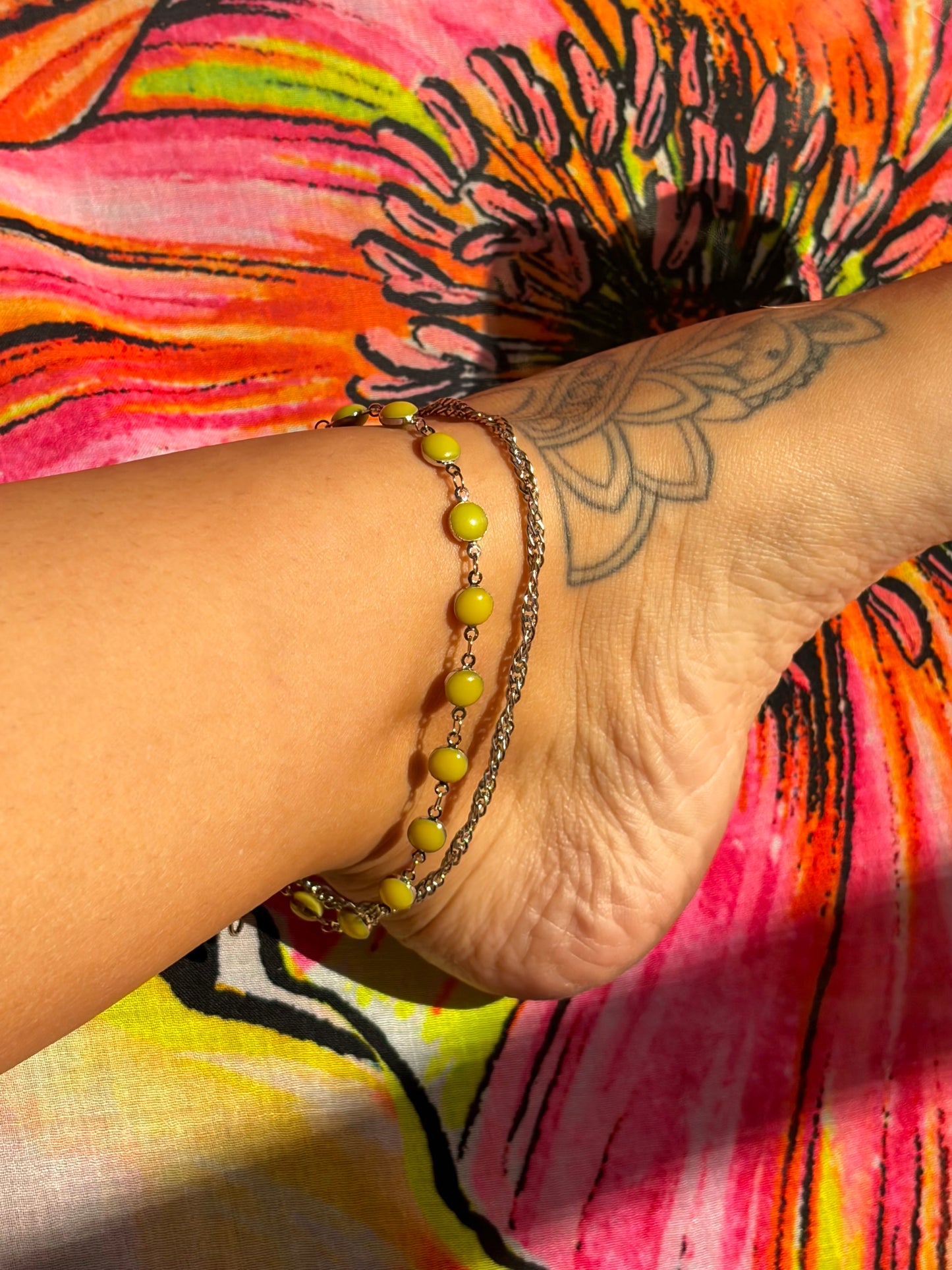 Nova Lime Double Strand Anklet