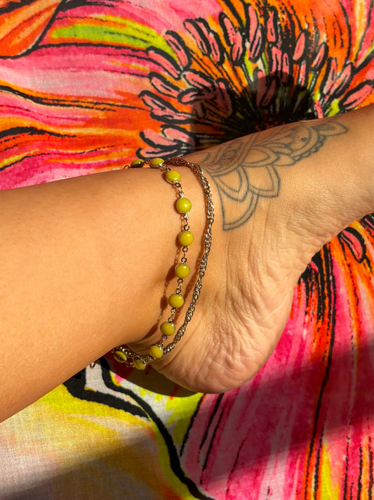 Nova Lime Double Strand Anklet