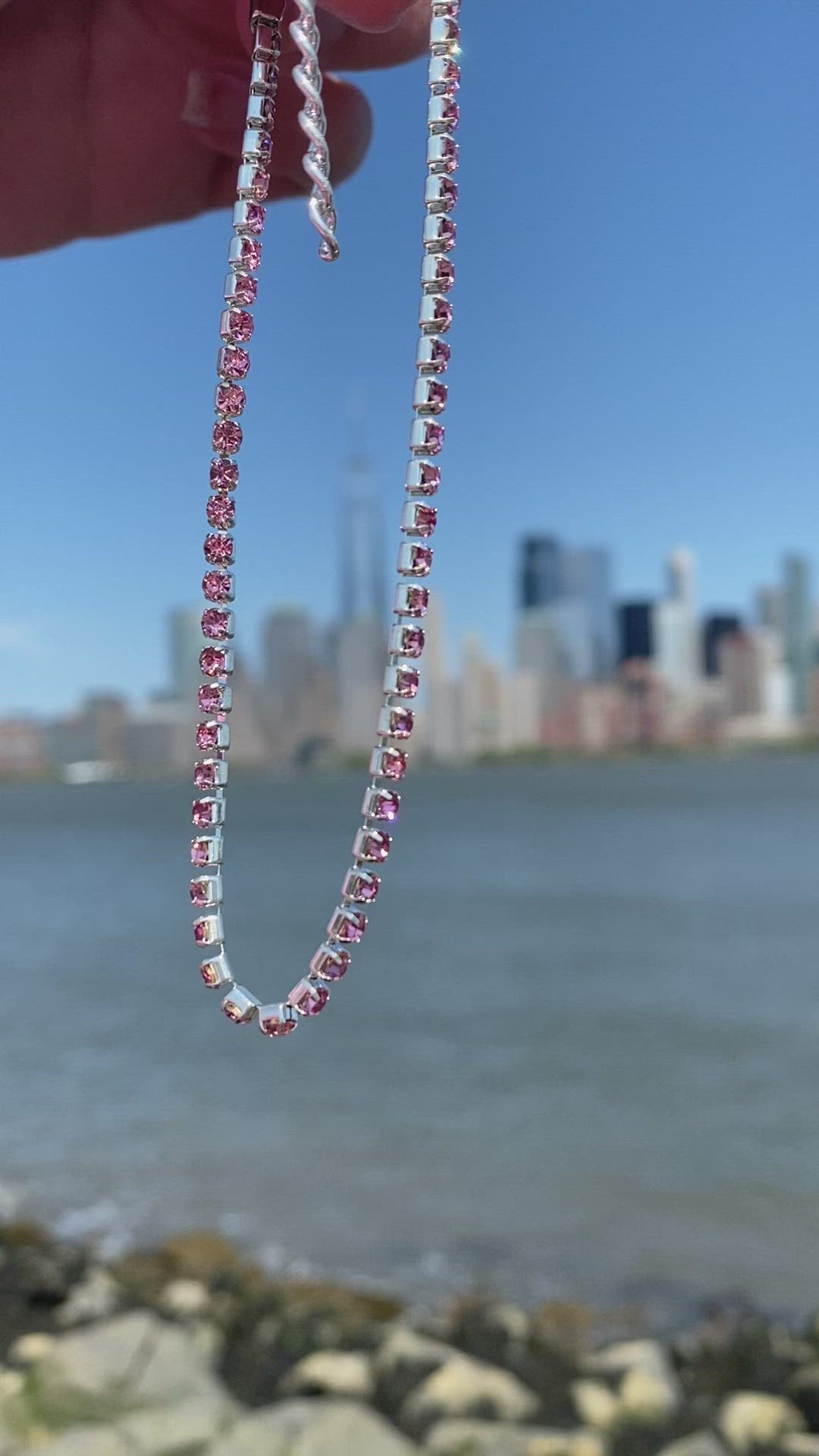 Pink Rhinestone Chain Anklet