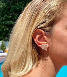 Rhinestone Drip Ear Climber Earrings