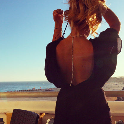 Open Back Rhinestone Necklace