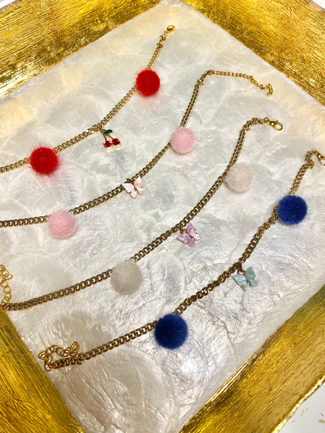 Butterfly Pom Pom Anklets